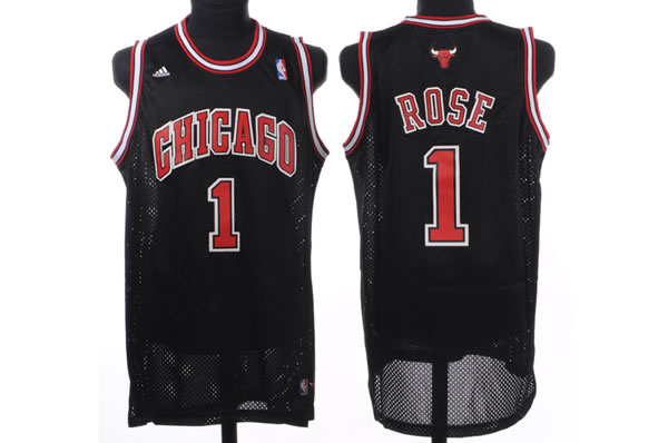  NBA Chicago Bulls 1 Derrick Rose Black Swingman Jersey